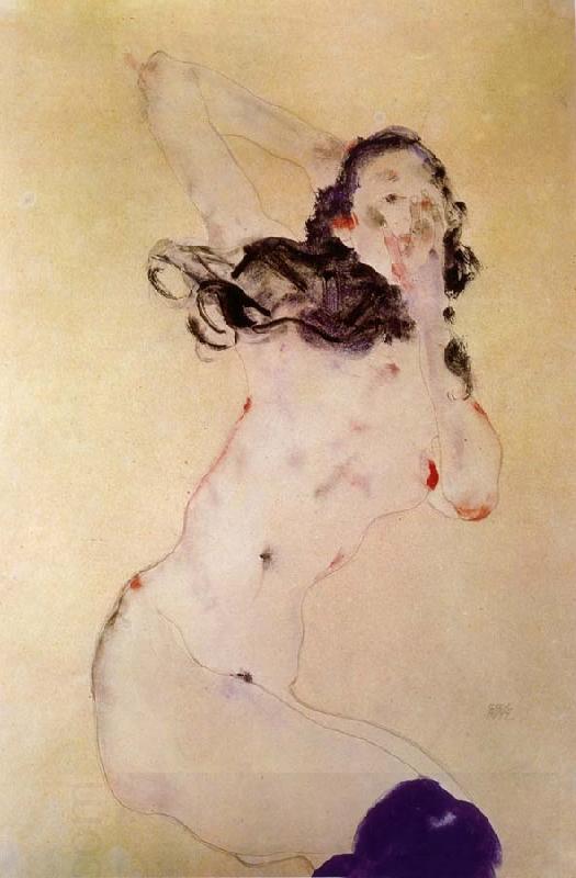 Egon Schiele Female Nude with Blue Stockings oil painting picture